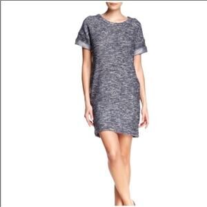 Vince Blue Tweed Rolled Sleeve Dress Size S